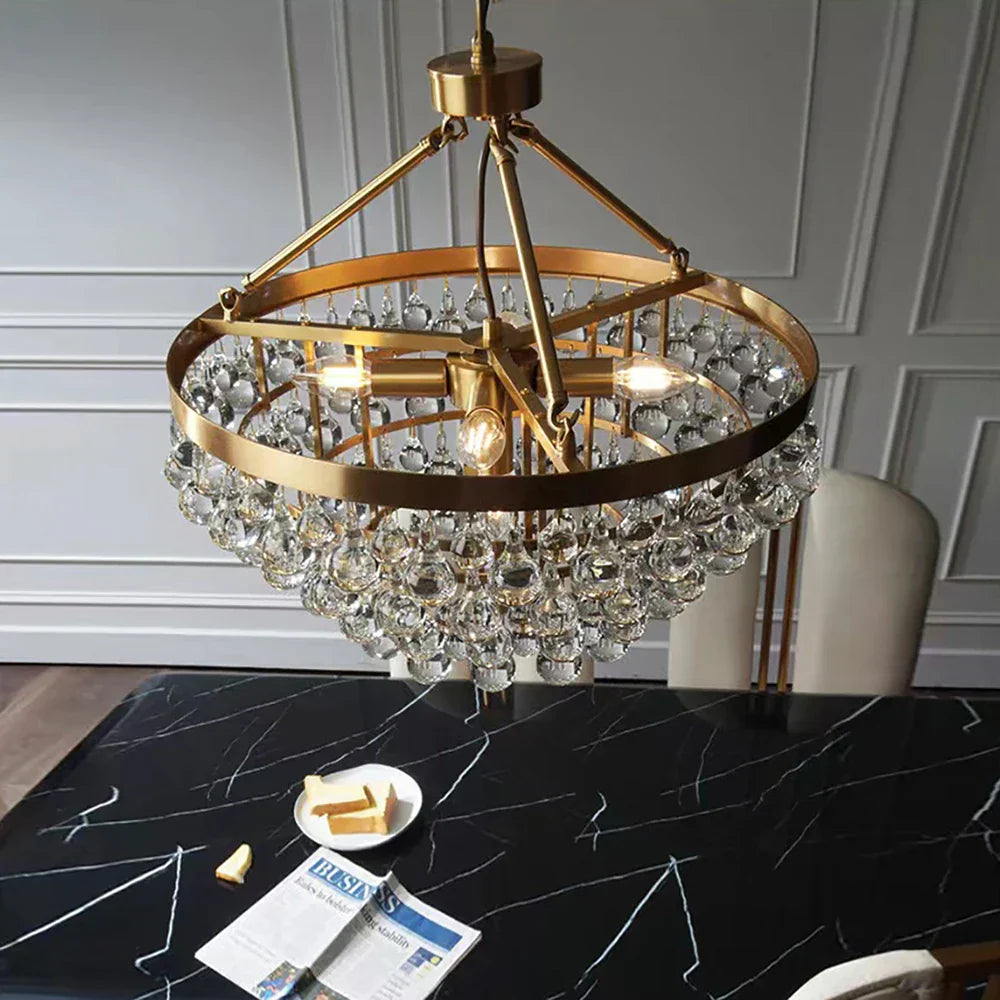 Lámparas colgantes de techo DecorBites™ con cuentas de cristal: Iluminación decorativa retro de lujo en dorado para el hogar