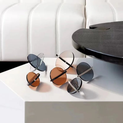 ديكورات ديكور بايتس™ على شكل كرة زجاجية متقاطعة على شكل نصف دائرة - ديكور منزلي هندسي شفاف