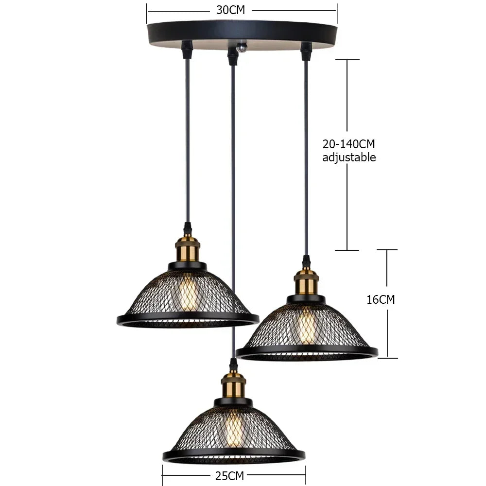 DecorBites™ Black Iron Net-Cage Kitchen Pendant Light with LED for Bedroom & Living Room