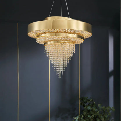 DecorBites™ Golden Crystal Chandelier for Luxury Living & Dining Rooms