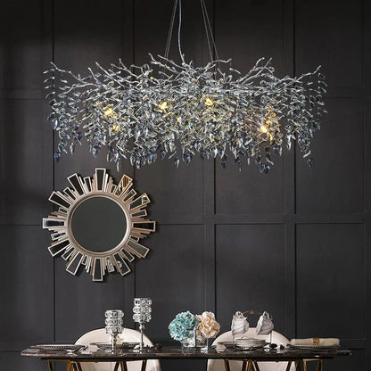 DecorBites™ Crystal Chrome Chandelier: Luxury Pendant Lamp for Living Rooms, Villas, and Restaurants