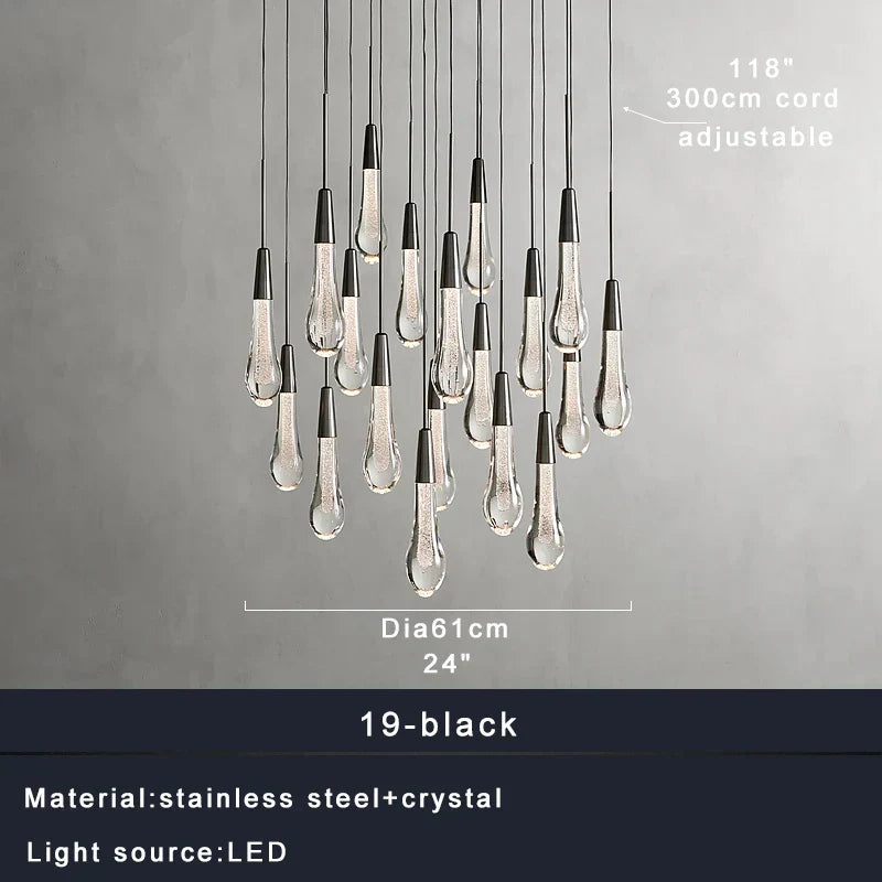 DecorBites™ Crystal Water-drop Ceiling Chandelier: Elegant Dining Table Lighting Fixture