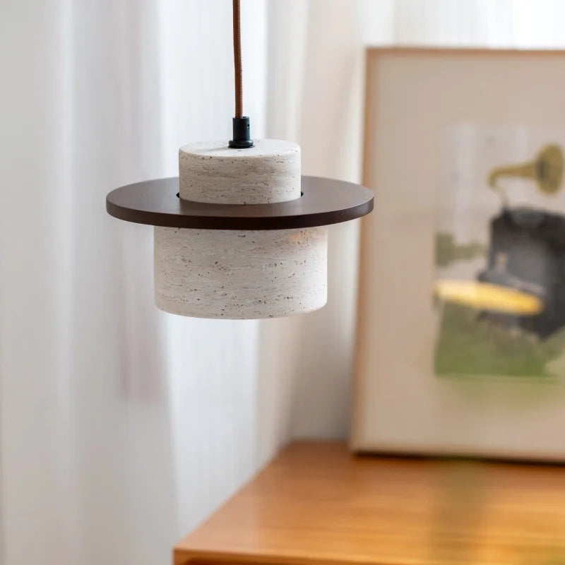 DecorBites™ LED Hanging Lamp: Yellow Travertine Japanese Style Pendant Light for Home Decoration