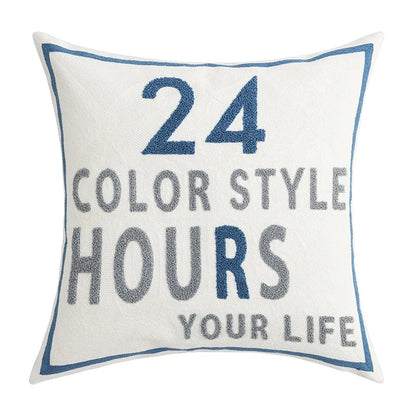 DecorBites™ Coastal Chic Blue Geometric Cushion Cover 45x45cm Soft Cotton Breathable Zipper