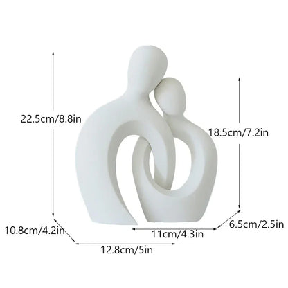 ديكور بايتس™ - تمثال حب الزوجين، تمثال سيراميك تجريدي حديث، ديكور منزلي