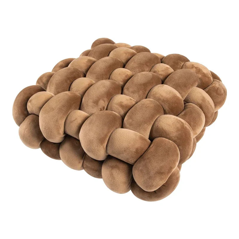 DecorBites™ Knot Square Pillows: Handmade Decor for Living Room, Bedroom, Office in Grey