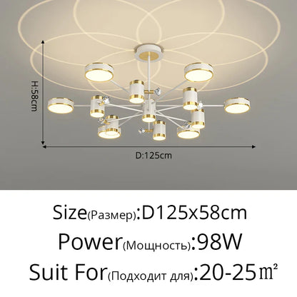 DecorBites™ LED Chandelier: Modern Smart Remote Ceiling Light for Living Room Bedroom Dining Kitchen