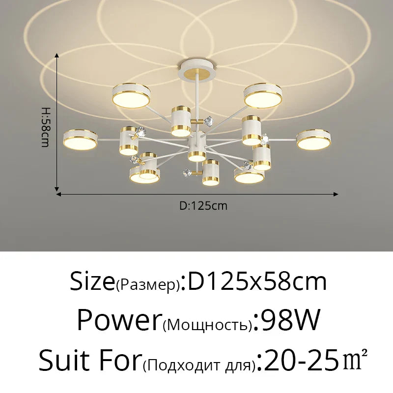 Decorbites™ Lámpara de Araña LED: Luz de Techo Inteligente Moderna con Mando a Distancia para Sala de Estar, Dormitorio, Comedor y Cocina