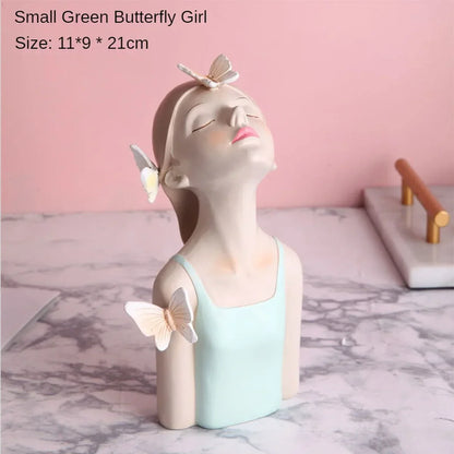 DecorBites™ Decorative Butterfly Girl Sculptures Resin Flower Vase Ornaments
