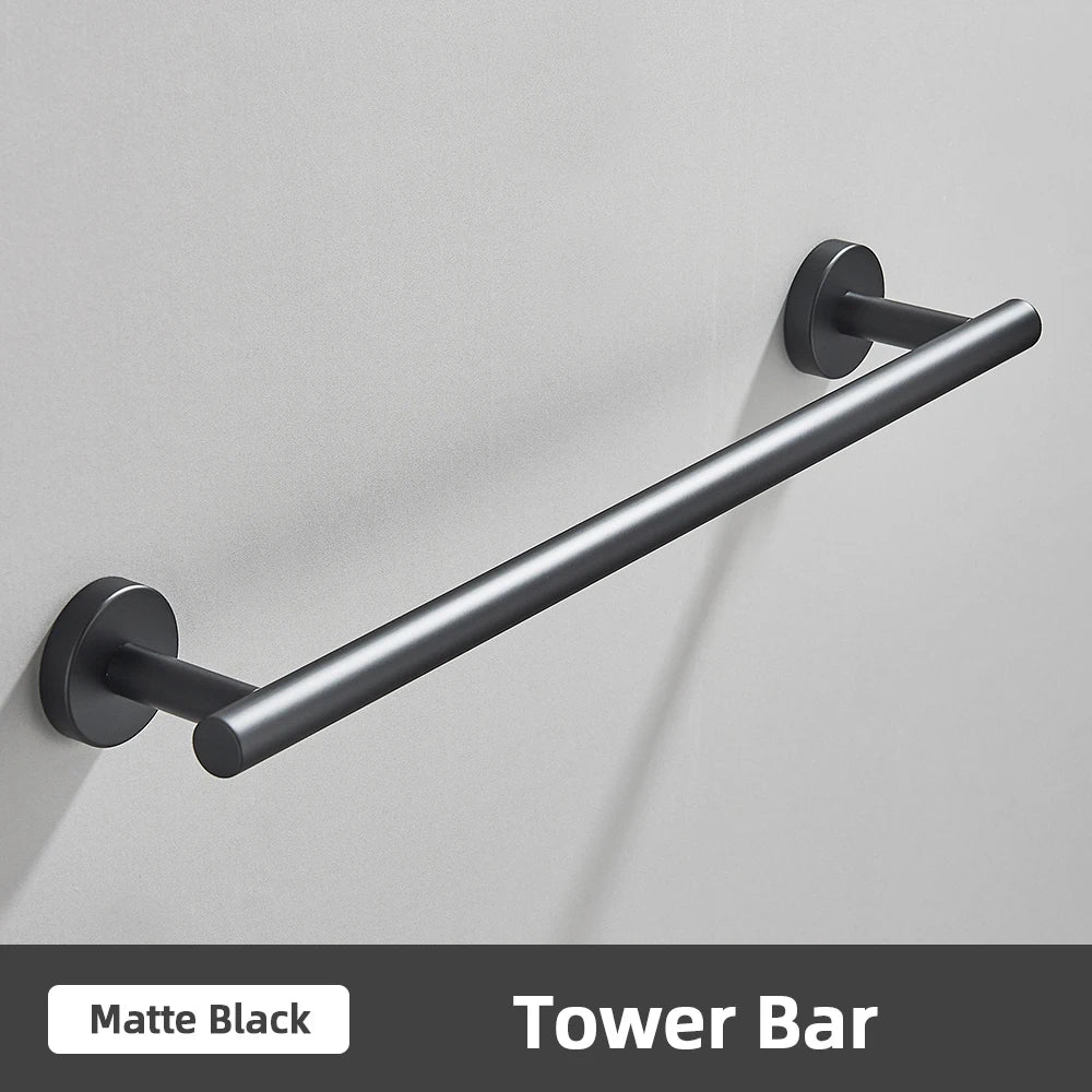 DecorBites™ Brushed Gold Bathroom Accessories Set: Towel Rail, Paper Holder, Hook, Stainless Steel