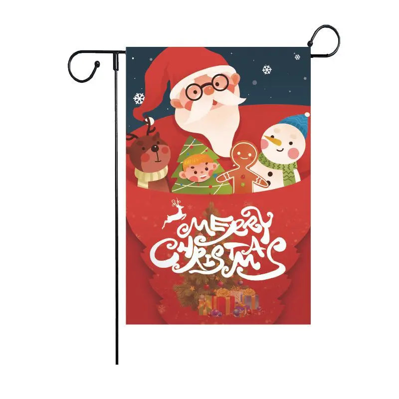 DecorBites™ Christmas Deer & Santa Garden Flags - Outdoor Xmas Decorations