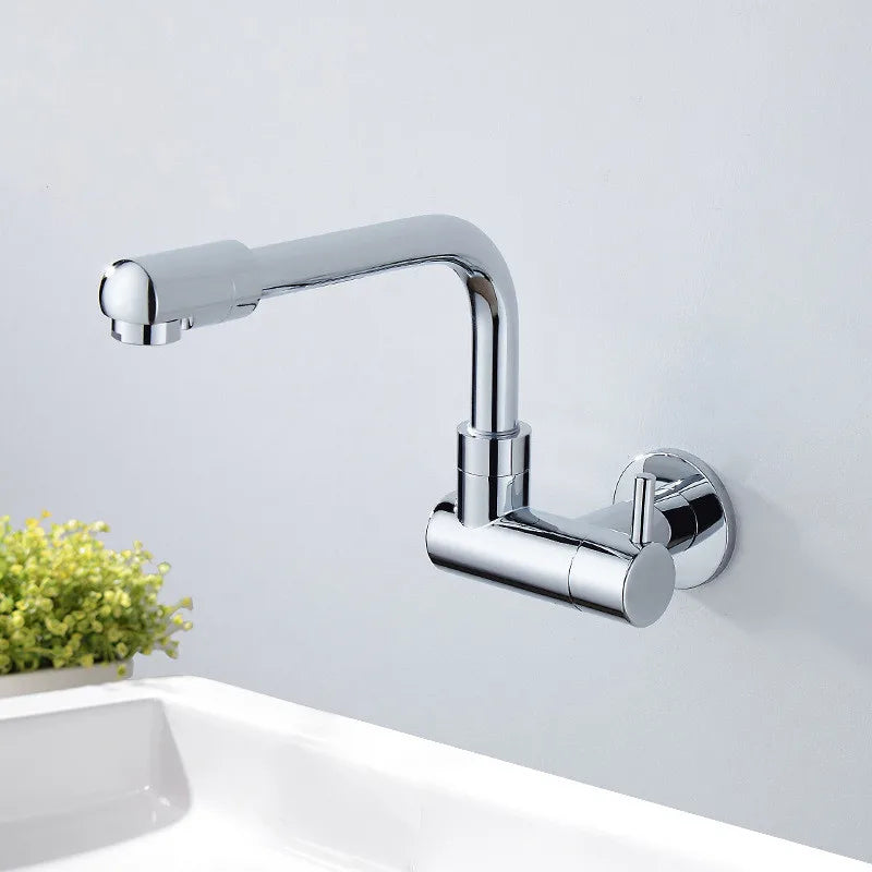 DecorBites™ Black Wall-Mounted Kitchen Faucet Single Cold Single Hole Rotation Tap