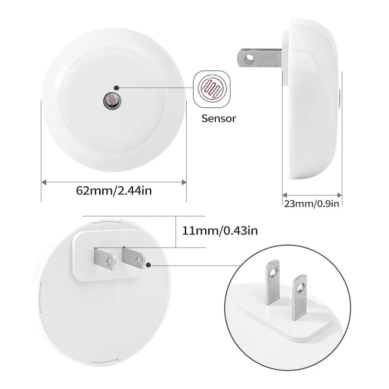 DecorBites™ LED Night Light Smart Sensor Plug-in Wall Night Lamp for Home Bedroom Hallway