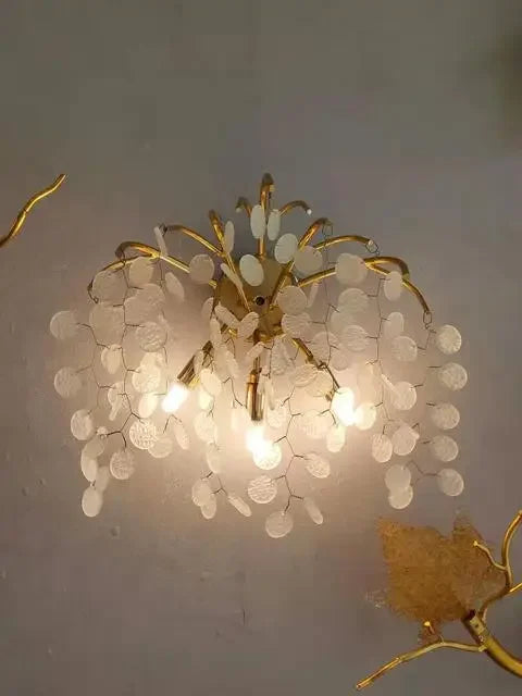 DecorBites™ Grapes Crystal Chandelier: Luxury Golden Copper Pendant Light for Living Room Bedroom