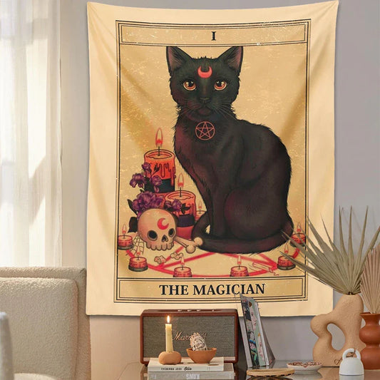 Decobites Magic Cat Moon Tapestry Wall Hanging for Mysterious Home Decor