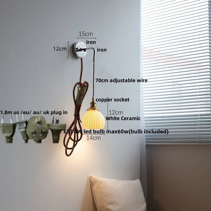 DecorBites™ Ceramic LED Wall Sconce Pull Chain Switch Mirror Light Fixture