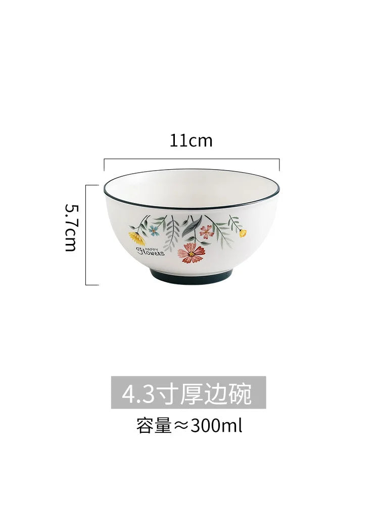 Juego de plato y tazón para fideos de arroz DecorBites™ de porcelana fina