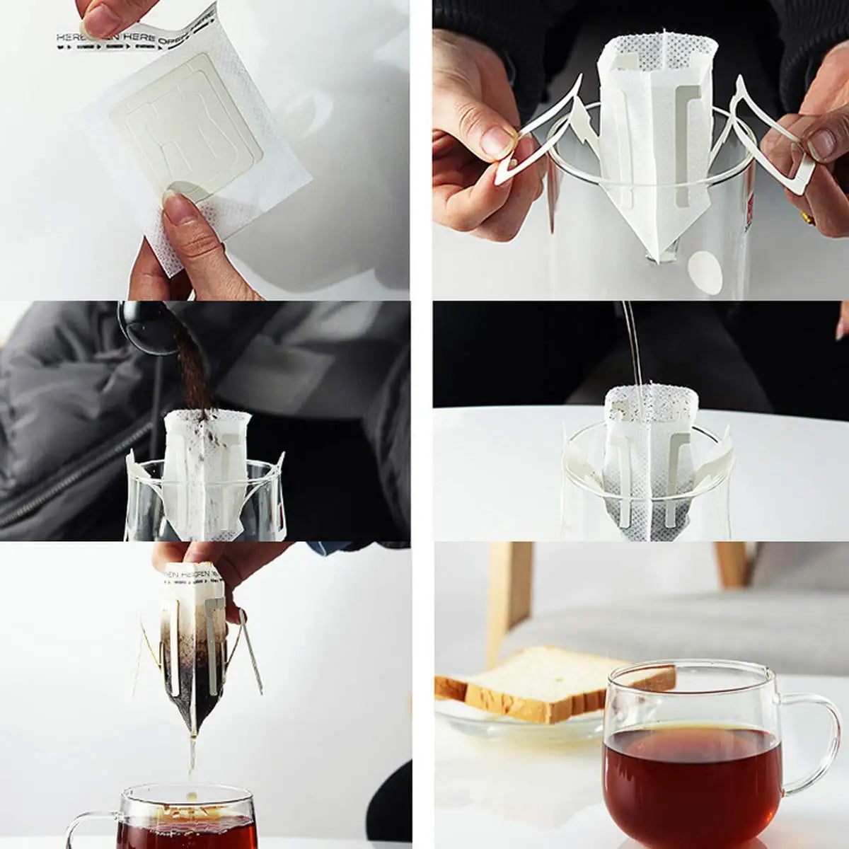 Decorbites™ Einweg-Kaffeefilter-Tasse Tropf-Beutel, Papier mit Aufhängeöhrchen Pour-Over-Brauer