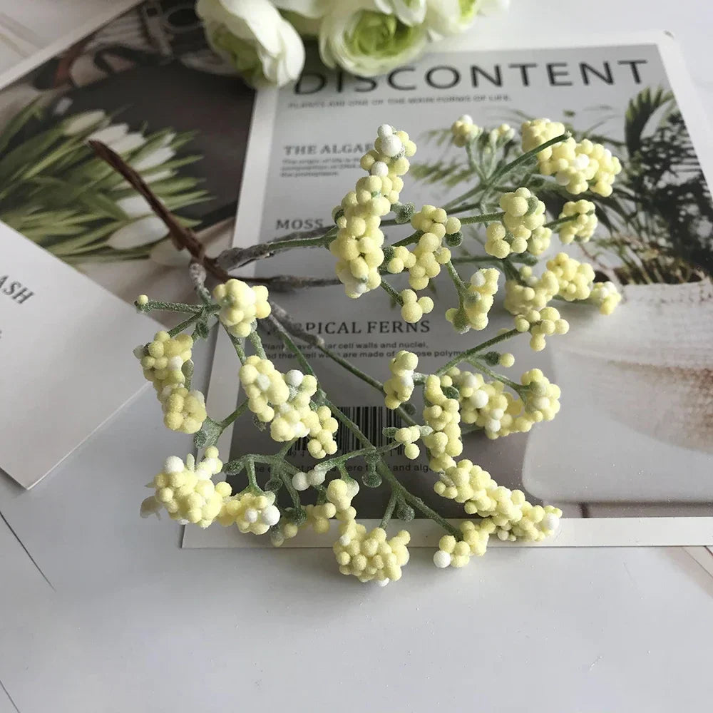 DecorBites™ Gold Hybrid Flower Cherry Stamen Berries Bundle for DIY Decor