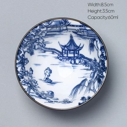 DecorBites™ Ceramic Kung Fu Tea Cup, Japanese Style Porcelain Espresso Coffee Cup