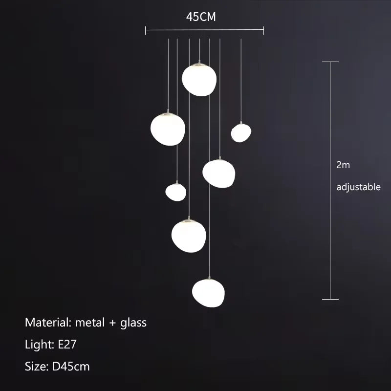 DecorBites™ Gregg Pendant Lamp: White Bubble Glass Italian Design for Home, Kitchen, Restaurant