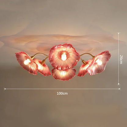 DecorBites™ Lotus Leaf Glass Ceiling Chandelier with E14 Bulb