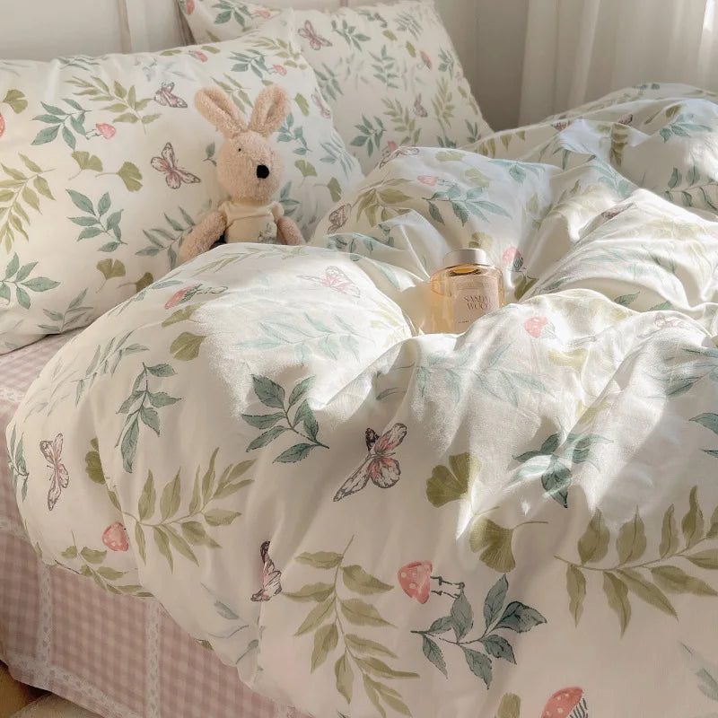 DecorBites™ Cartoon Pattern 100% Cotton Bedding Set - Single Double Size Soft Fitted Sheet, Cozy & Breathable