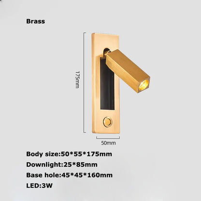 DecorBites™ LED Wall Lamp with Switch, USB Port, Rotatable - Bedroom Reading Light