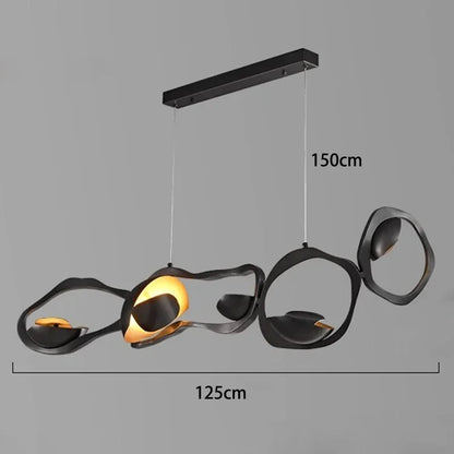 Modern Crystal Linear Pendant Light in Painted Iron