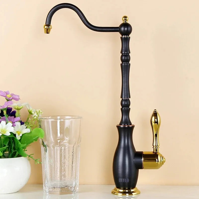 Decorbites™ Gold Küchenarmatur Kaltwassertap 360° Drehbar Trinkwasserarmatur aus massivem Messing