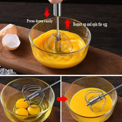 DecorBites™ Hand Pressure Stainless Steel Egg Beater Whisk Mixer Kitchen Cooking Tools