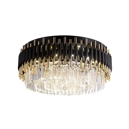 DecorBites™ Gold Black Crystal Ceiling Chandeliers: Modern LED Round Kitchen Pendant Lamps for Home Lighting