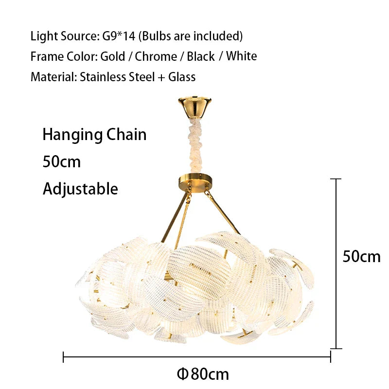 DecorBites™ LED Glass Petal Chandeliers: Luxury Modern Hanging Lamps for Dining Table