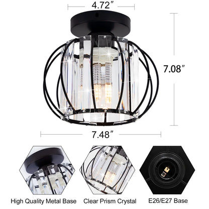 ثريا ديكوربايتس™ الكريستالية للسقف E26 E27 الحديثة باللون الأسود الذهبي