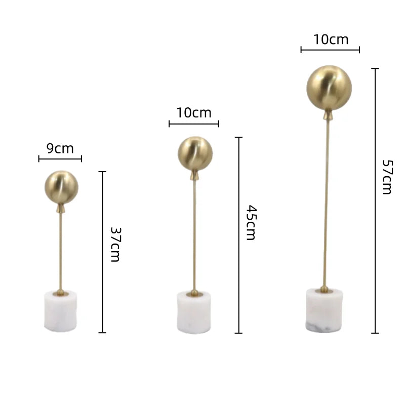 DecorBites™ Golden Geometric Balloon Metal Ball Sculpture & Decorative Figurine