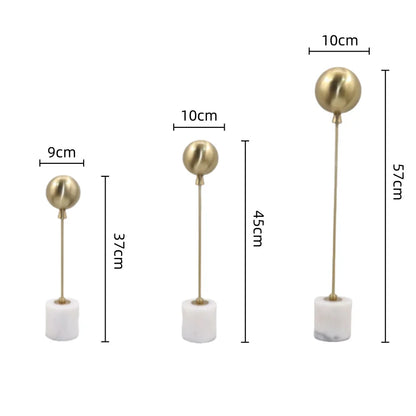 DecorBites™ Golden Geometric Balloon Metal Ball Sculpture & Decorative Figurine