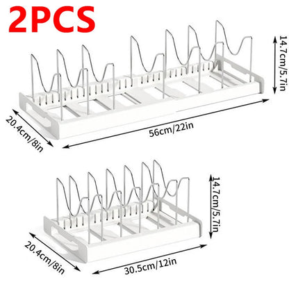 DecorBites™ Kitchen Organizer: Expandable Storage Rack for Cabinets with Drawer and Cutting Board Slot
