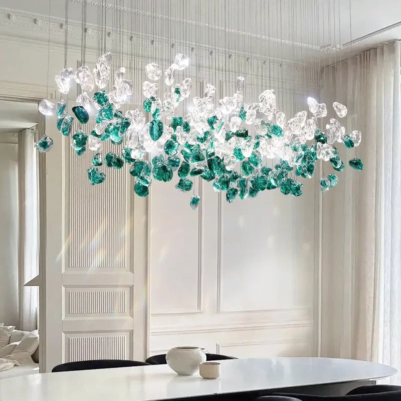 DecorBites™ Glass Stone Chandeliers: Modern Luxury LED Pendant Lights for Dining Room Art Decor