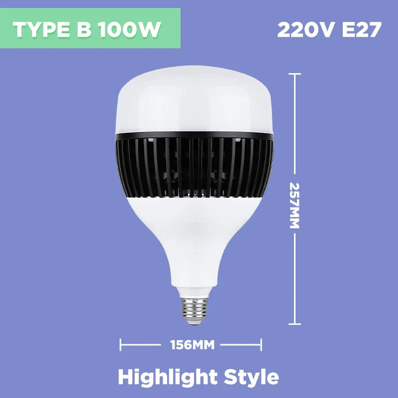 مصباح LED فائق السطوع من DecorBites™ بقوة 100 واط E27 لإضاءة المنزل والمطبخ والمرآب