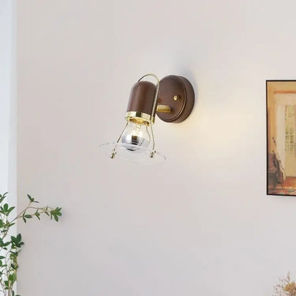 DecorBites™ Japanese Walnut Wood Wall Lamp with Zipper Switch for Bedroom or Hallway