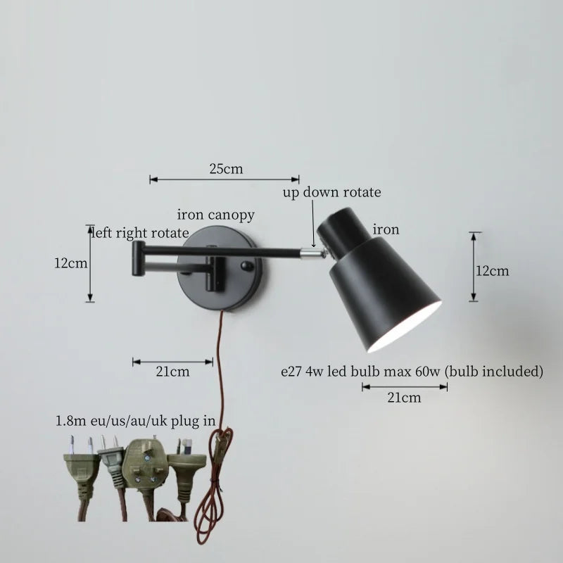 DecorBites™ Black Iron LED Wall Sconce for Home Decor - Modern Nordic Style
