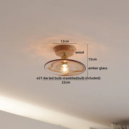 DecorBites™ Copper Wood LED Ceiling Lamp Ceramic Modern Ceiling Lights for Home Decor