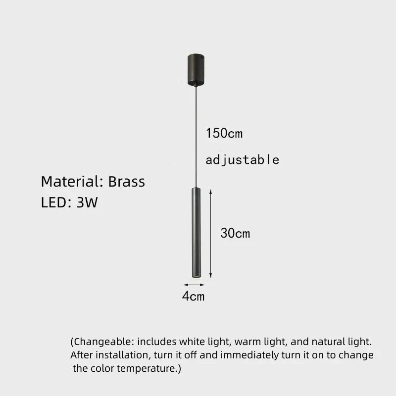 DecorBites™ Elegant Brass Pendant Light for Bedroom Dining Room Hotel, Adjustable Wire Copper Finish