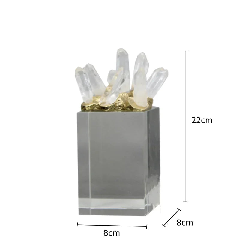 DecorBites™ Crystal Stone Marble Ornament | Clear Natural Decorative Figurines for Home Decor