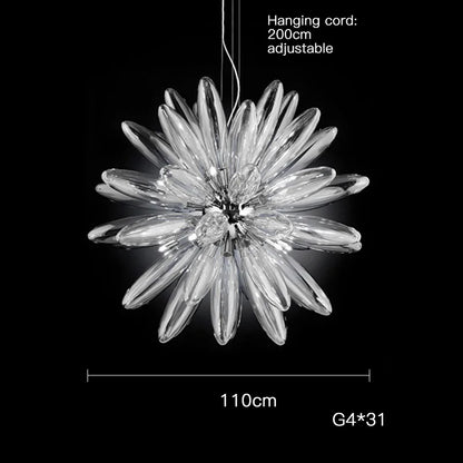 Lámpara de araña grande con pantalla de cristal y bombillas LED DecorBites™ - Herrajes cromados o dorados