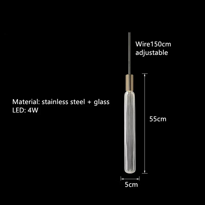 DecorBites™ Glass Tubes Chandelier LED Pendant Lamp for Modern Luxury Lighting