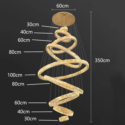 DecorBites™ Crystal Chandelier Stair Pendant Lamp Living Room Lighting Modern Interior Decor