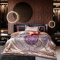 Decobites Palace Style Purple Flowers Bedding Set Embroidered Brocade Duvet Cover Sheets Pillows