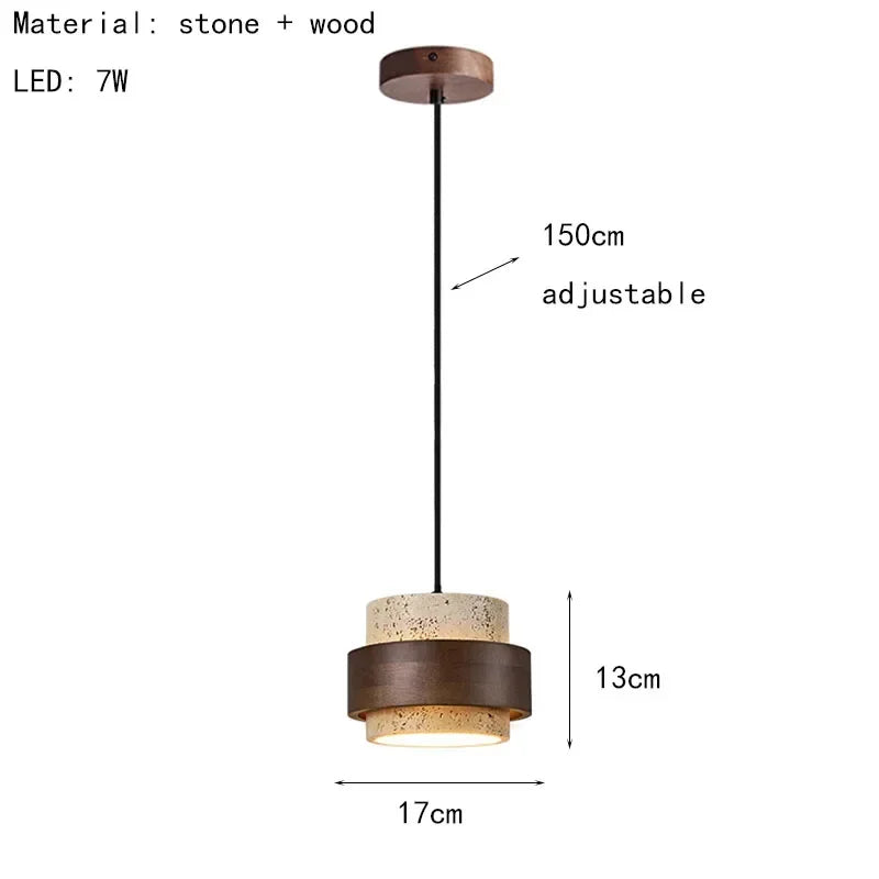 Japanese Wabi Sabi Stone Pendant Light in White or Gray