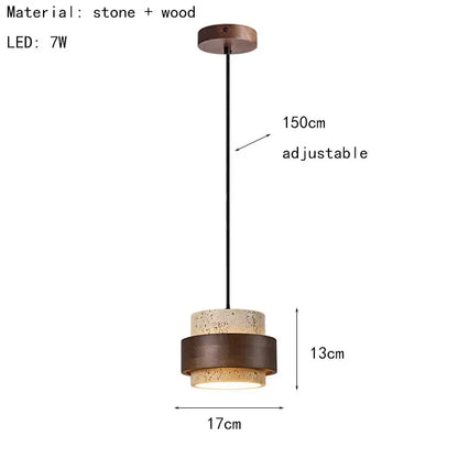 Japanese Wabi Sabi Stone Pendant Light in White or Gray